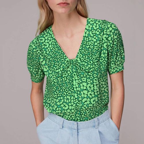 Green Floral Print Collared Top - WHISTLES - Modalova