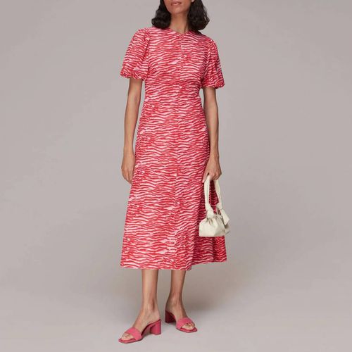 Pink Animal Print Silk Midi Dress - WHISTLES - Modalova