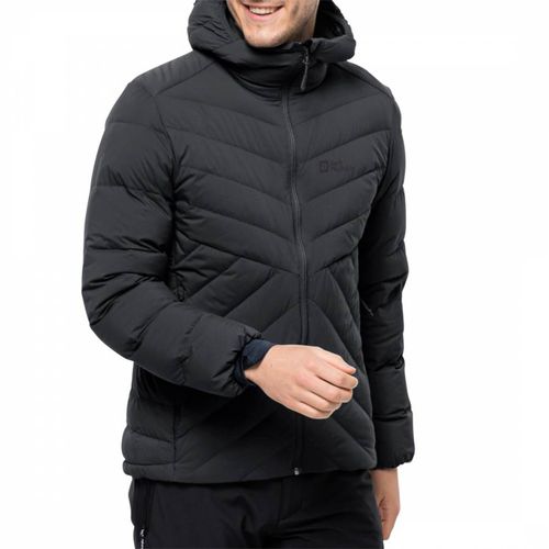 Black Athletic Down Hooded Weather Resist Jacket - Jack Wolfskin - Modalova