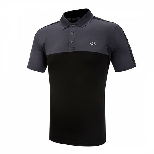 Black Knitted Contrast Polo Shirt - Calvin Klein Golf - Modalova