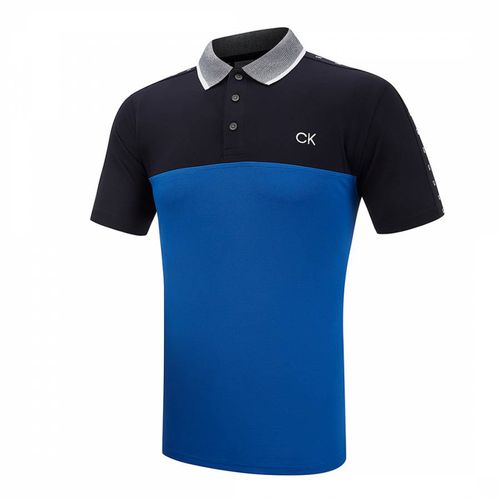 Blue Knitted Contrast Polo Shirt - Calvin Klein Golf - Modalova