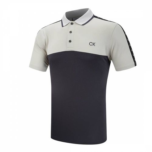 Grey Knitted Contrast Polo Shirt - Calvin Klein Golf - Modalova