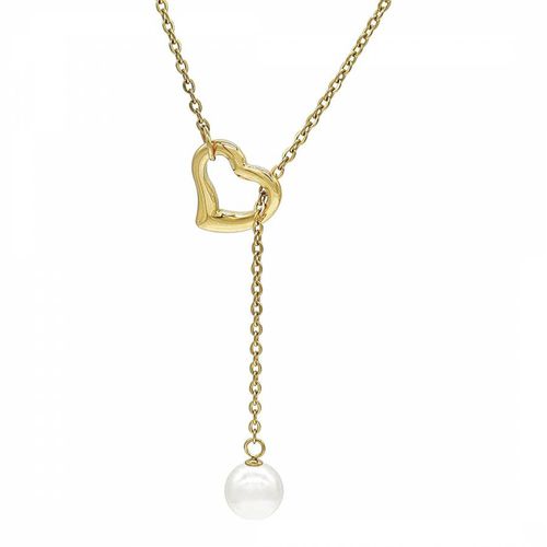 K Gold Love Lariat Pearl Necklace - Liv Oliver - Modalova