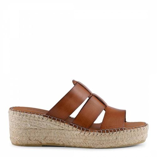 Tan Orchid Leather Espadrille Wedge Mule - Shoe The Bear - Modalova