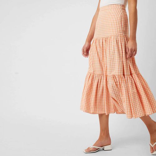 Peach Gingham Cotton Midi Skirt - Great Plains - Modalova