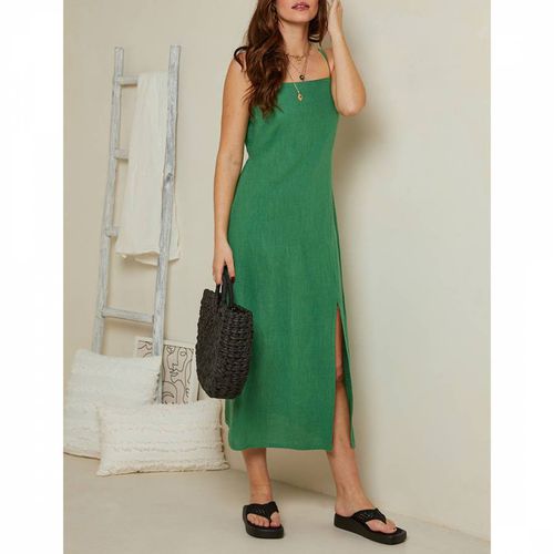 Green Split Hem Linen Midi Dress - Rodier - Modalova