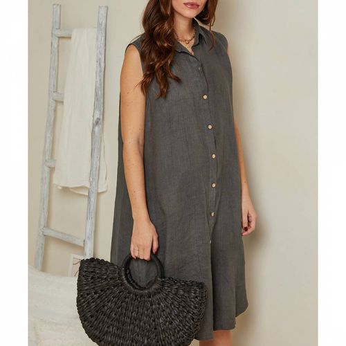 Grey Back Detail Linen Dress - Rodier - Modalova