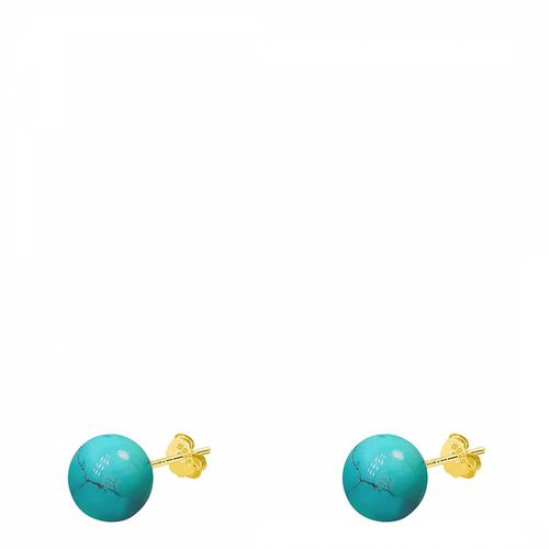 K Gold Turquoise Post Earrings - Liv Oliver - Modalova