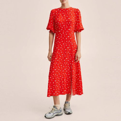 Red Floral Print Dress - Mango - Modalova