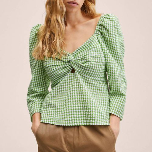 Green Gingham Check Cotton Shirt - Mango - Modalova