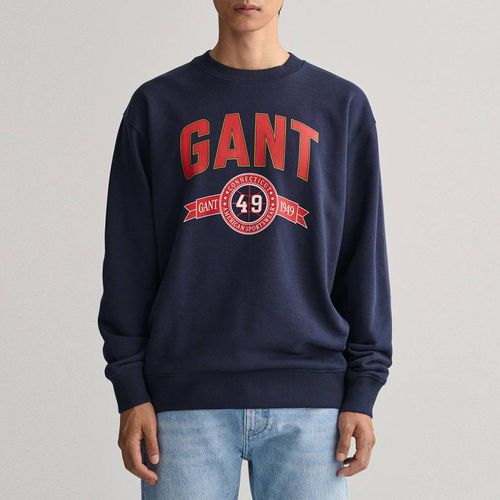 Navy Crest Logo Cotton Blend Sweatshirt - Gant - Modalova