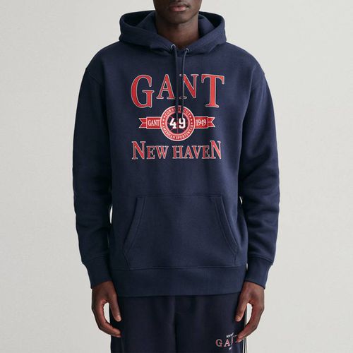 Navy Crest Logo Cotton Blend Hoodie - Gant - Modalova