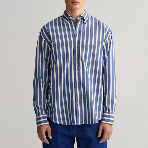 Navy Striped Cotton Relaxed Shirt - Gant - Modalova