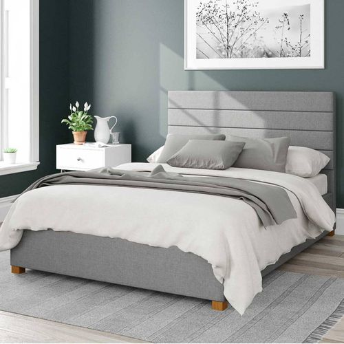 Kelly Eire Linen Fabric Double Ottoman Bed Grey - Aspire Furniture - Modalova