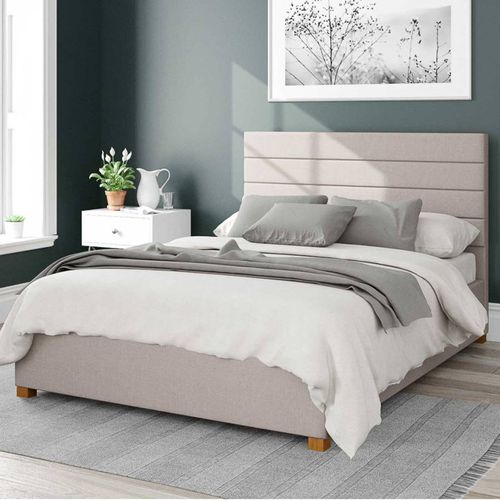 Kelly Eire Linen Fabric Kingsize Ottoman Bed Off White - Aspire Furniture - Modalova