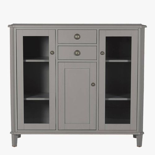 Henshaw 3 Door 2 Drawer Low Display Cabinet Pale Charcoal - Laura Ashley - Modalova