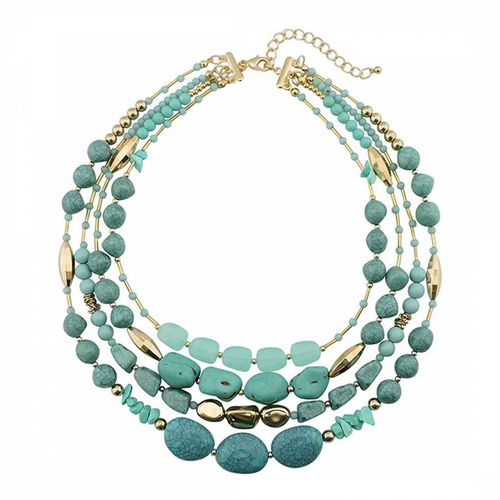 K Gold Multi Turquoise Layer Necklace - Liv Oliver - Modalova