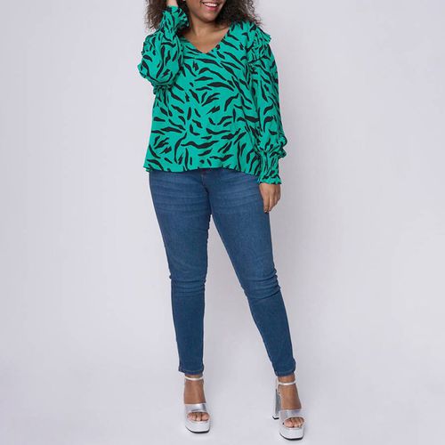 Teal Zebra Frill Blouse - Scamp & Dude - Modalova