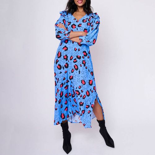 Blue Printed Frill Midi Dress - Scamp & Dude - Modalova