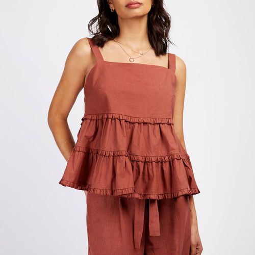 Chocolate Tiered Frill Cotton Top - Somerset by Alice Temperley - Modalova