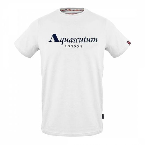 White Chest Logo Cotton T-Shirt - Aquascutum - Modalova