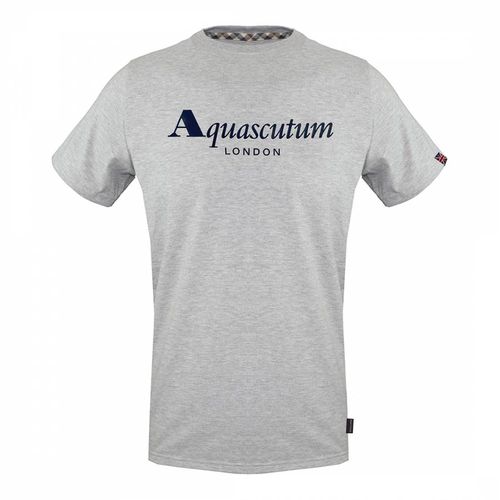 Grey Chest Logo Cotton T-Shirt - Aquascutum - Modalova