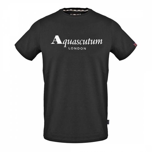 Black Chest Logo Cotton T-Shirt - Aquascutum - Modalova