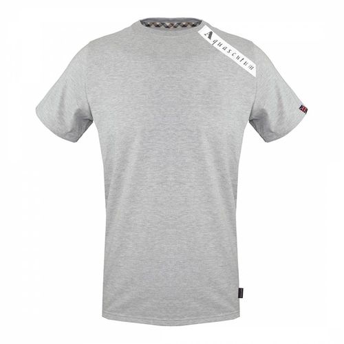 Grey Shoulder Strip Cotton T-Shirt - Aquascutum - Modalova