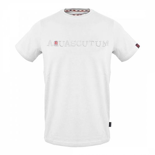 White Crest Logo Cotton T-Shirt - Aquascutum - Modalova