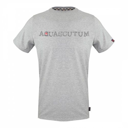 Grey Embossed Logo Cotton T-Shirt - Aquascutum - Modalova
