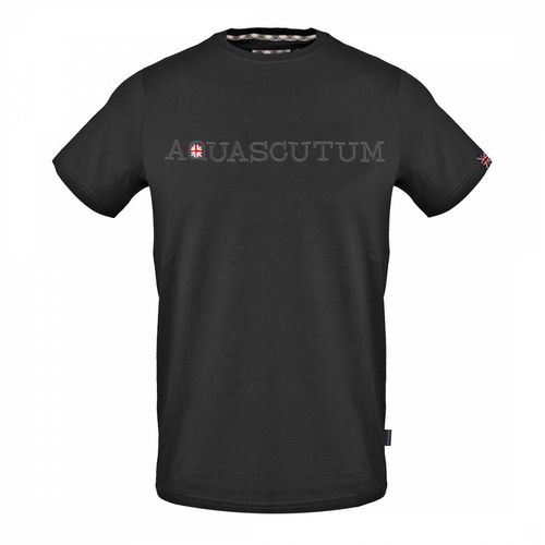 Black Embossed Logo Cotton T-Shirt - Aquascutum - Modalova