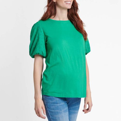 Green Broderie Sleeve T-Shirt - JoJo Maman Bebe - Modalova