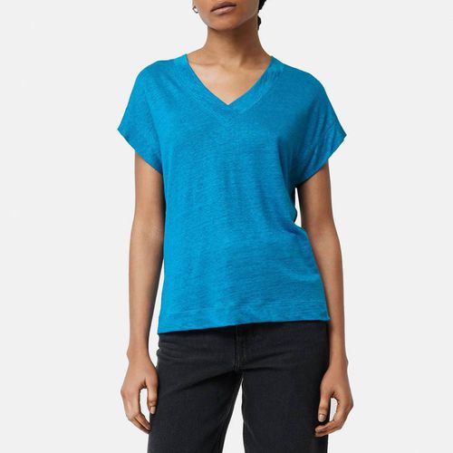 Blue V-Neck Linen T-Shirt - Jigsaw - Modalova
