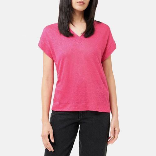 Pink V-Neck Linen T-Shirt - Jigsaw - Modalova