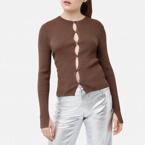 Chocolate Cut-Out Crew Neck Cardigan - Jigsaw - Modalova