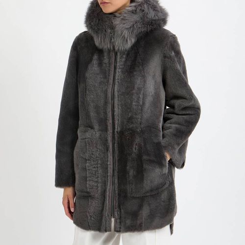 Grey Shearling Reversible Zip Parka - NÂ°Â· Eleven - Modalova