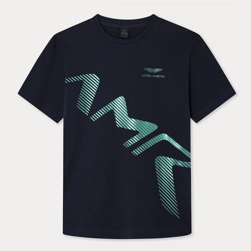 Navy AMR Logo Cotton T-Shirt - Hackett London - Modalova