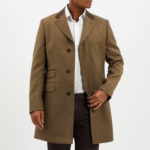 Brown Wool Longline Coat - Hackett London - Modalova