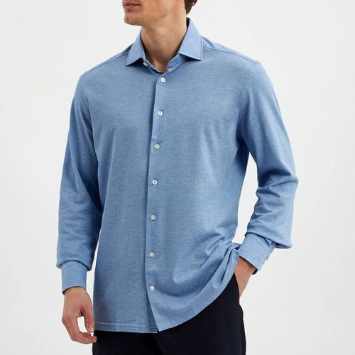 Blue Jersey Cotton Shirt - Hackett London - Modalova