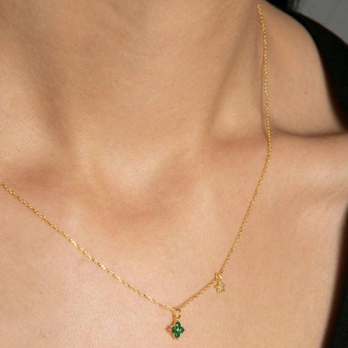 Gold & Green Necklace - Elika - Modalova
