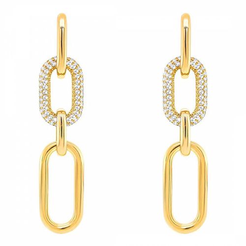 K Gold Link Pave Modern Earrings - Chloe Collection by Liv Oliver - Modalova