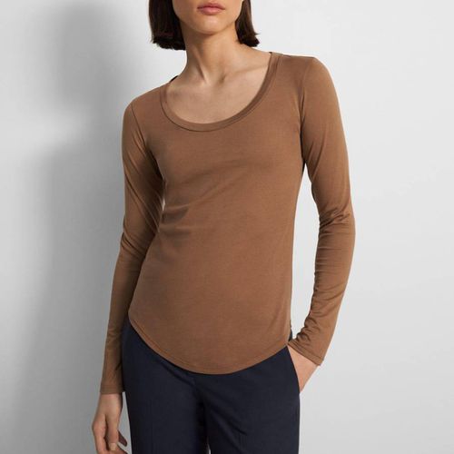 Camel Fitted Scoop Neck Top - Theory - Modalova