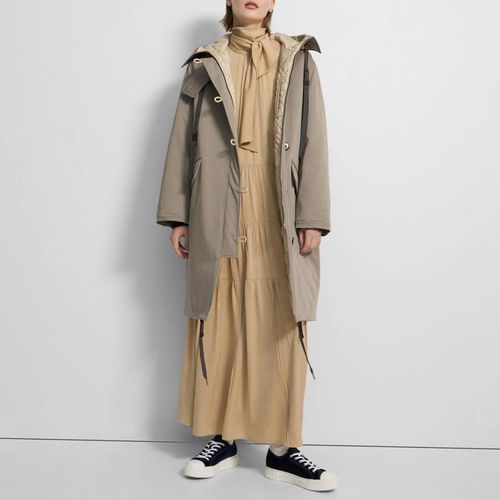 Grey Oversized Hooded Coat - Theory - Modalova
