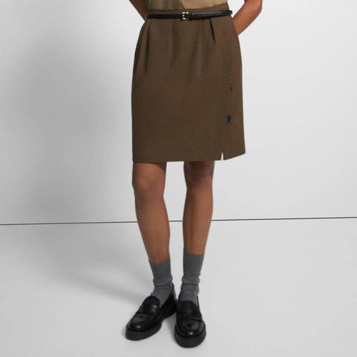Chocolate Hem Split Wool Blend Mini Skirt - Theory - Modalova