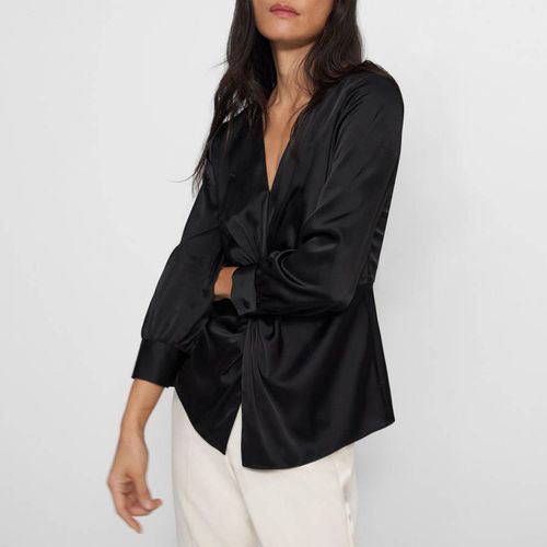 Black Twist Front Satin Blouse - Theory - Modalova