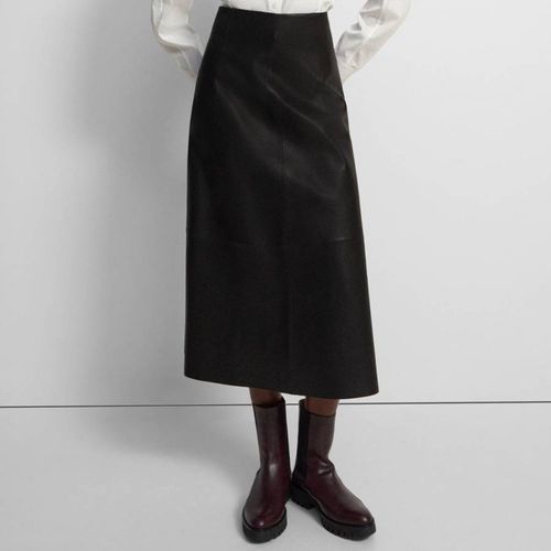 Black A-Line Leather Midi Skirt - Theory - Modalova