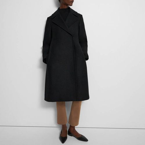 Black Sculpted Longline Wool Coat - Theory - Modalova