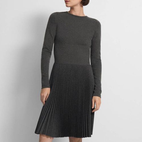 Grey Pleated Wool Blend Mini Dress - Theory - Modalova