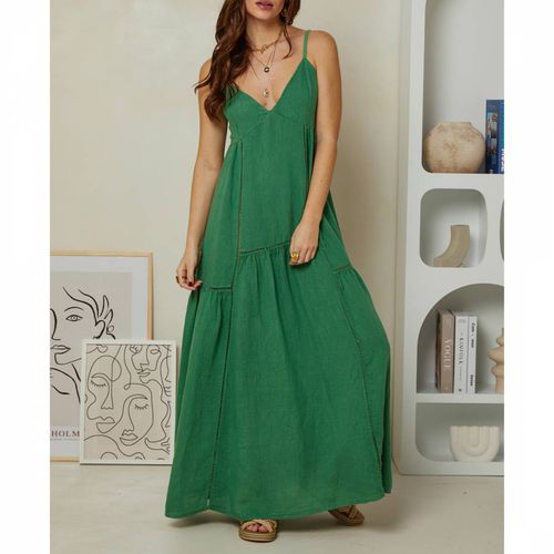 Green Tiered Linen Maxi Dress - Rodier - Modalova