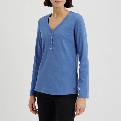 Blue Long Sleeved Ribbed T-Shirt - Crew Clothing - Modalova